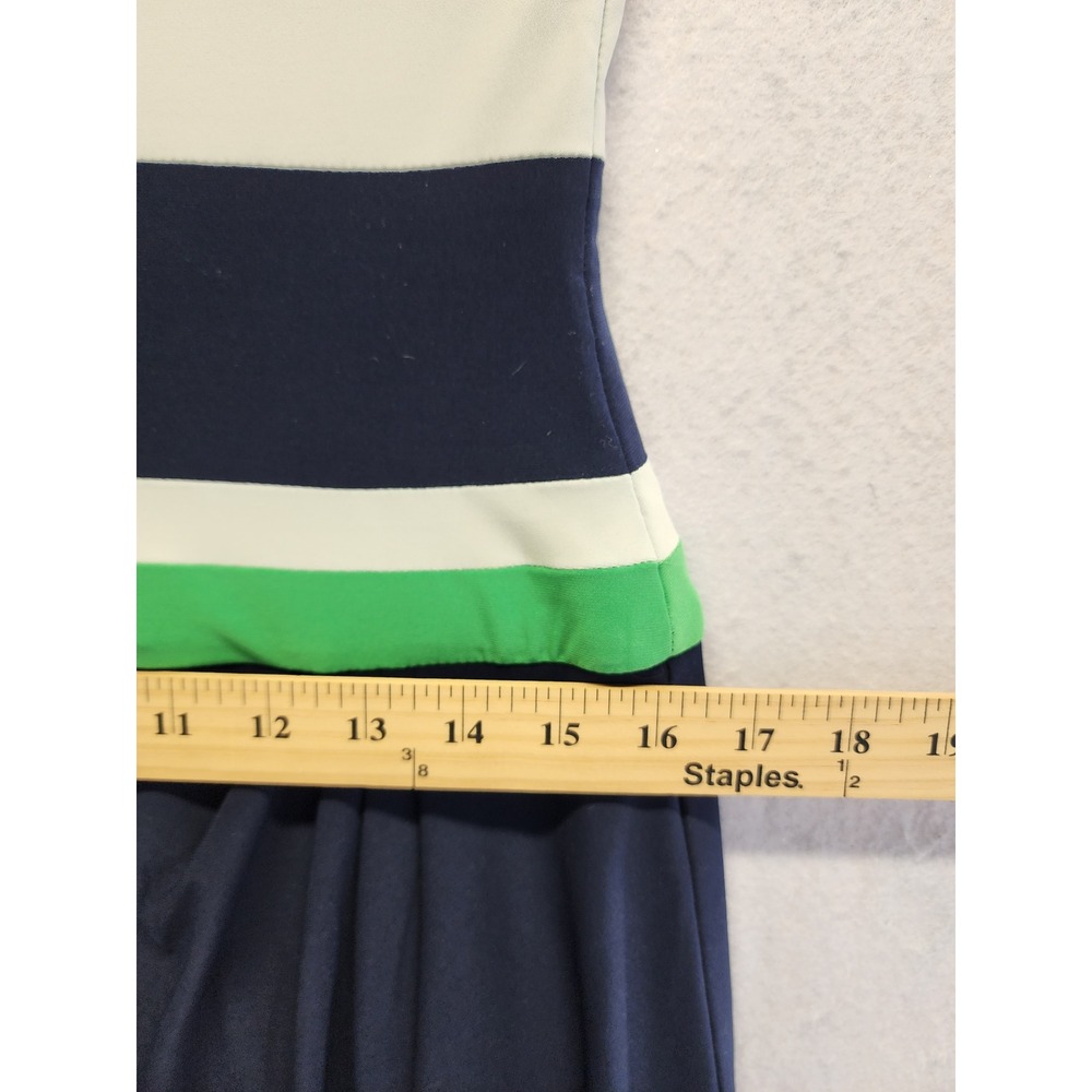 Lauren Ralph Lauren Navy Blue Green White Striped Square Neck Sheath Dress 10 - Picture 5 of 9